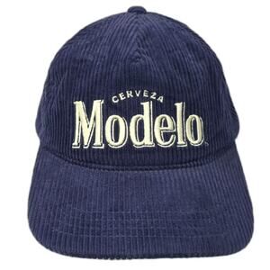 Modelo Blue Baseball Cap White Corduroy Embroidered Snapback Hat OS Adjustable